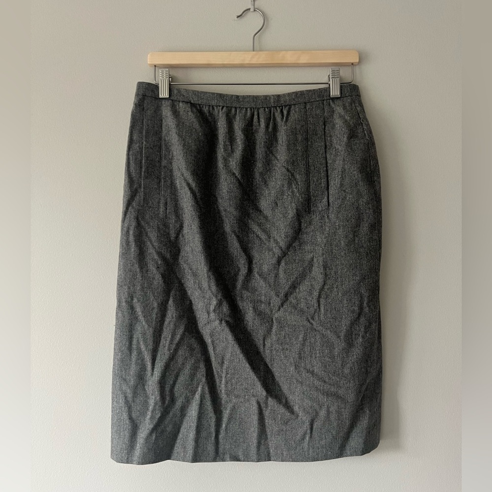 Vintage Escada Wool Cashmere Pencil Skirt – Grey Classic Tailored Fit